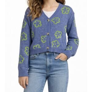 Art Class Blue Green Floral Cardigan Size Girls Large Y2K Preppy Button Up